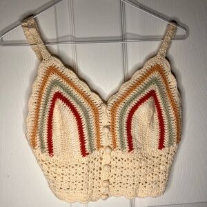 POL, Crochet Multicolor Crop Top, small